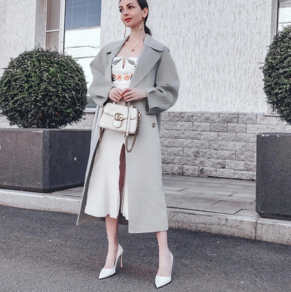 L-XL NWT ZARA LONG WOOL COAT SAGE SEA GREEN